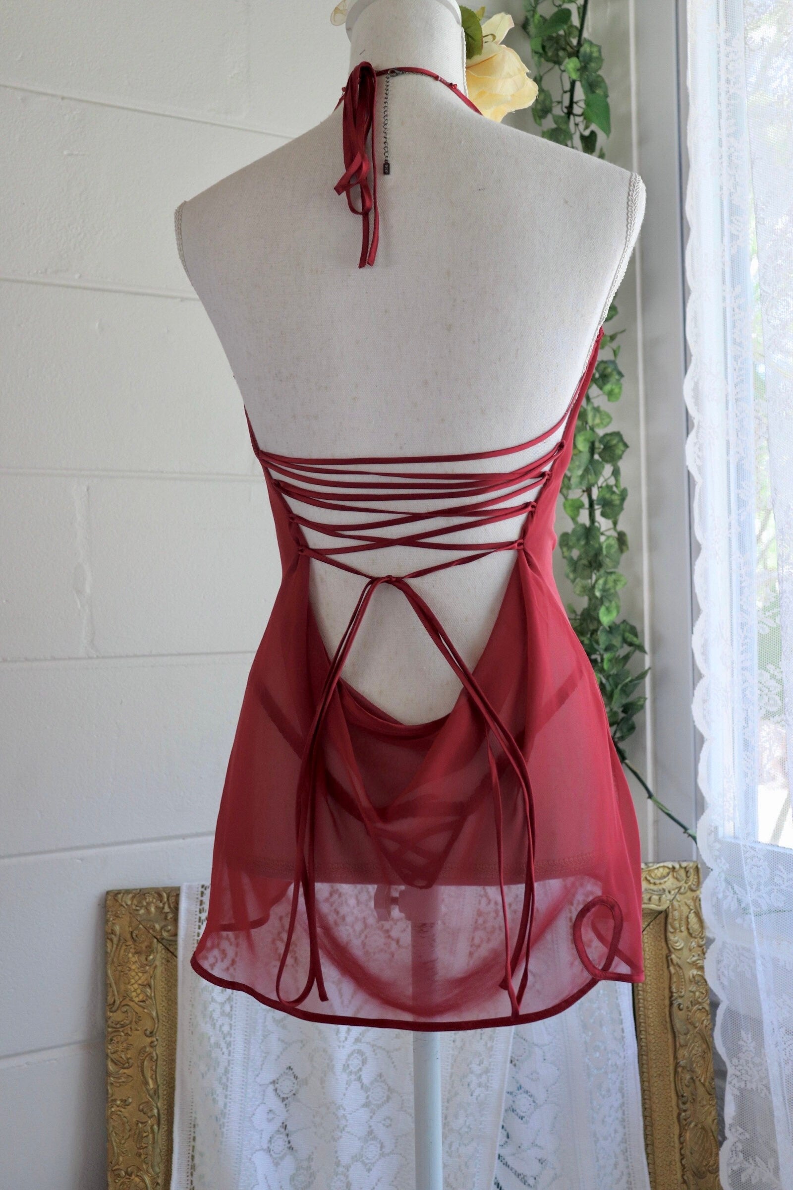 90s Vintage Victoria's Secret Silk Red Slip Dress [S] – The